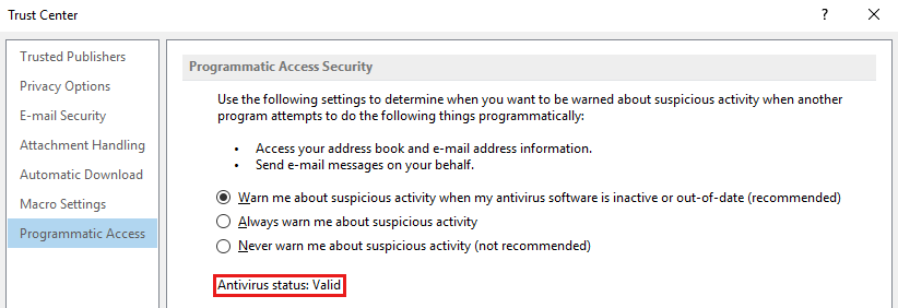 Réessayez d'envoyer votre courrier dans Outlook pour voir si le problème persiste
Si le problème est résolu après la désactivation de l'antivirus, il est possible que celui-ci soit incompatible avec Outlook ou qu'il bloque certaines fonctionnalités. Dans ce cas, vous devrez mettre à jour votre antivirus ou envisager d'utiliser un autre programme de sécurité.