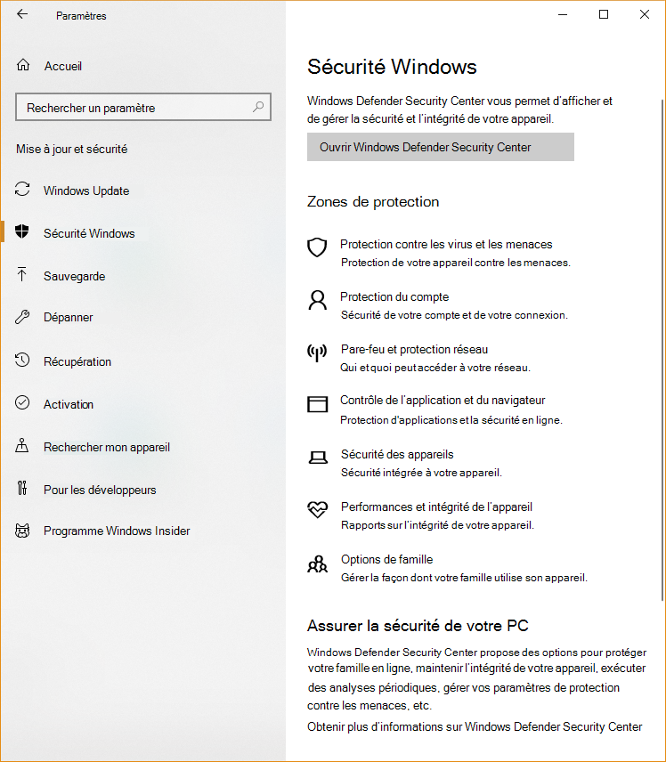 Sélectionnez Centre de sécurité Windows.
Cliquez sur Modifier les paramètres du pare-feu Windows dans la barre latérale.