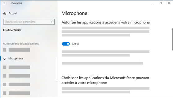 Vérifier les paramètres du microphone : Assurez-vous que le microphone est activé et que le volume est suffisamment élevé.
Vérifier les applications en cours d'utilisation :