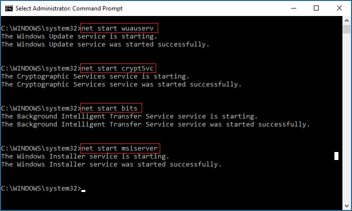 Tapez la commande suivante : net start wuauserv
Appuyez sur Entrée pour redémarrer le service Windows Update.